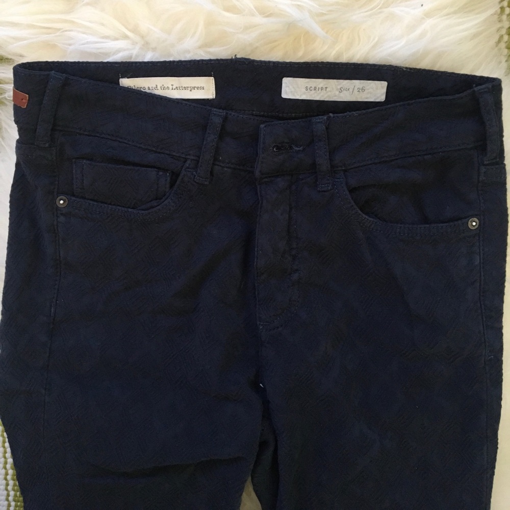 Patterned navy corduroy pants